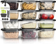 Set di contenitori a chiusura ermetica 12 x 300 ml - antracite - contenitori da stack per conservazione - ideali come scatola per snack per bambini o contenitori per congelatore
