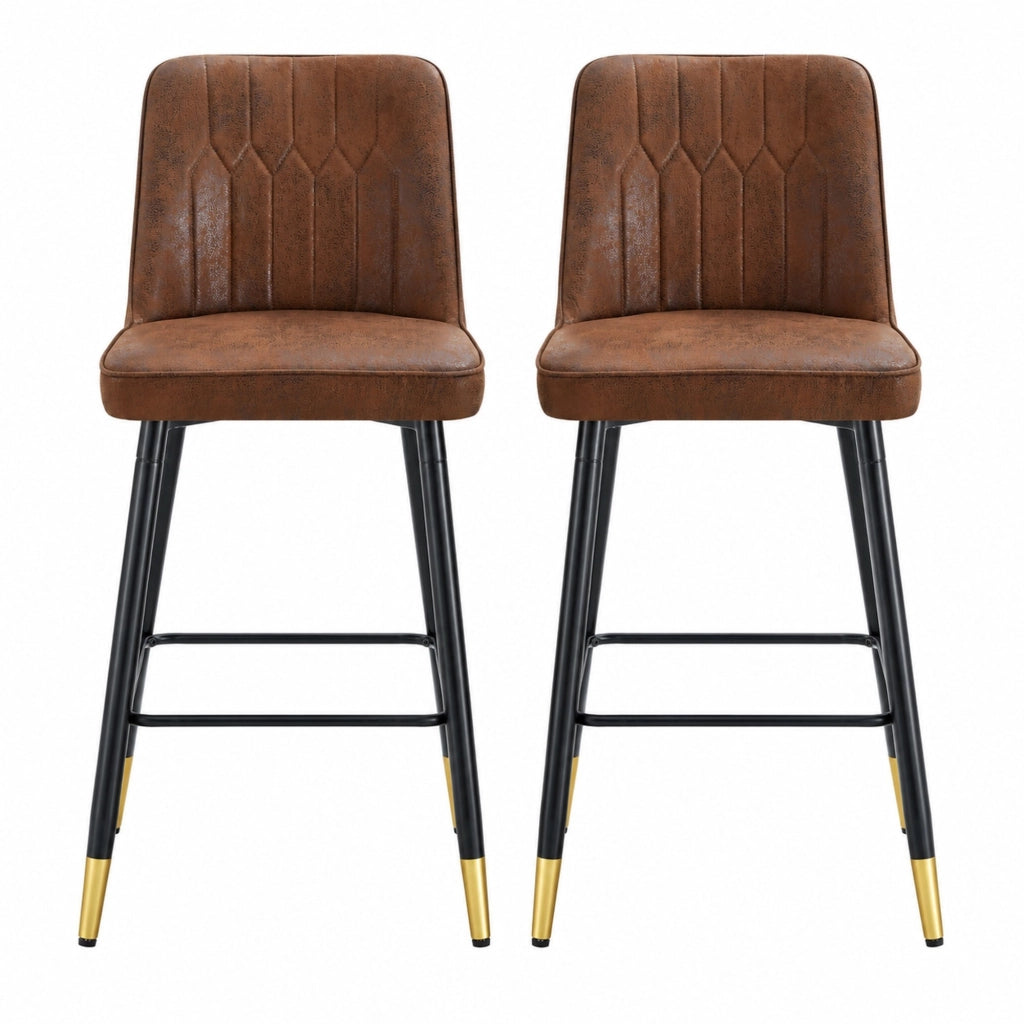 Set di 2 sgabelli da bar 100 cm in tessuto tecnico marrone