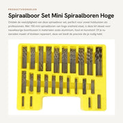 Serie HSS Boorset per Spaziatura - Set di Forbici a Spirale - 150 Pezzi - Adatto per Alluminio/Legno/PVC - Contenitore di Stoccaggio - Duraturo e Preciso