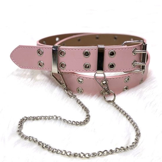 Riema punk - 110*3.3cm - Riema a molla - Riema unisex con doppio foro - Stile punk - Riema per giochi di ruolo - Riema hip hop - Abbigliamento gotico riema - Riema hip hop stile punk - Moda casual denim - Riema decorativa a catena