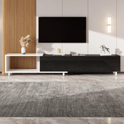 Mobile TV 258x38x48.5 cm allungabile con 3 ante; MDF e pannello truciolare; nero e bianco