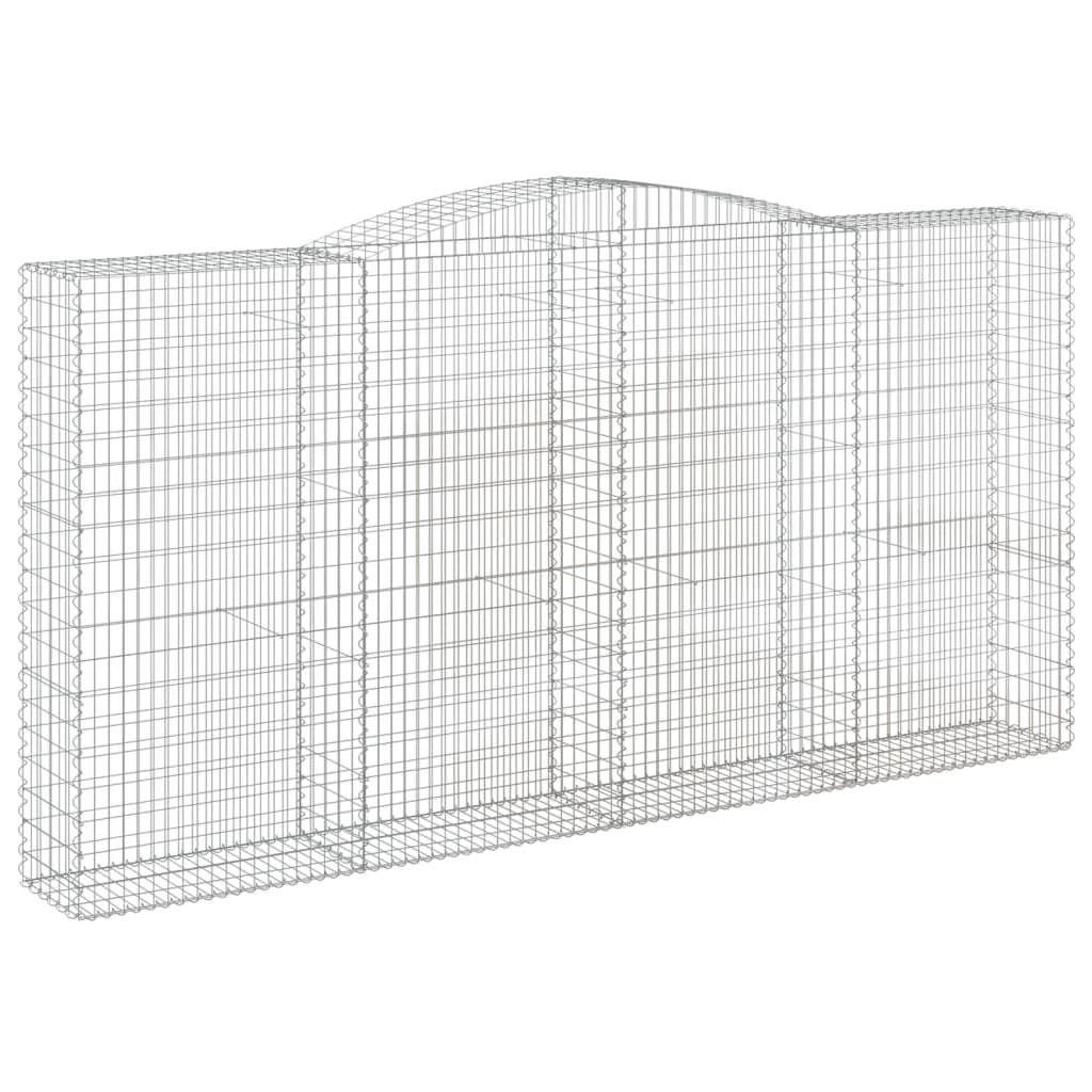 Set di 4 gabbioni ad arco per recinzione gabbia o muro di contenimento 400 x 50 x 200/220 cm ferro zincato argento 02_0041501