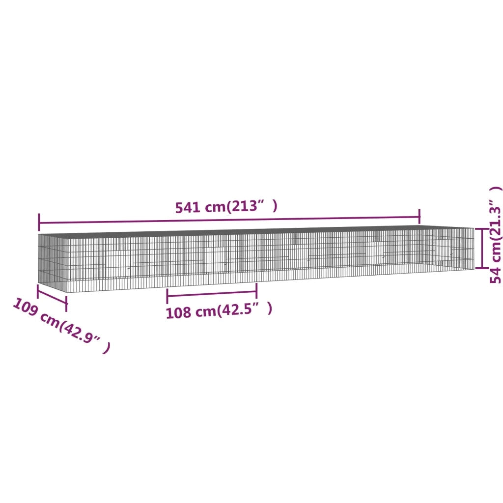 Conigliera con 5 Pannelli 541x109x54 cm Ferro Zincato 171566