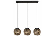 Lampada sospensione boho 3 luci bambù nero E27 Elaine