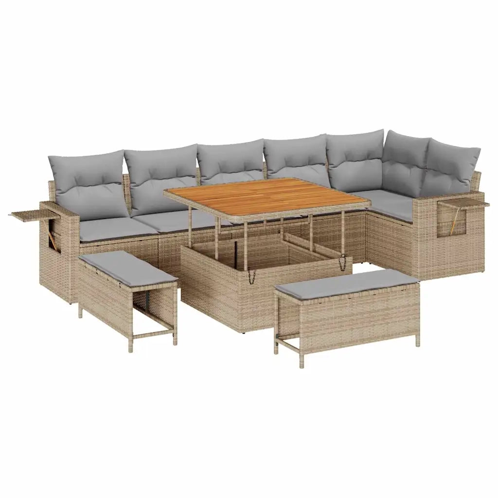 Set Divano da Giardino 9 pcs Beige polyrattan 3361757