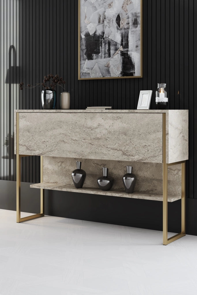 Consolle in legno "Luxe" - 120 x 30 x 80 cm - Travertino oro