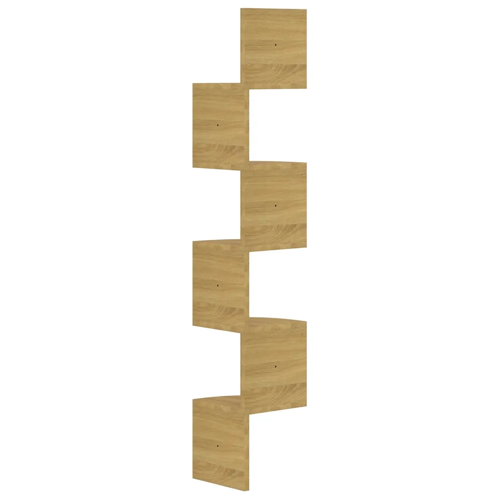Scaffale Angolare a Muro Rovere Sonoma 19x19x123 cm Multistrato 326834