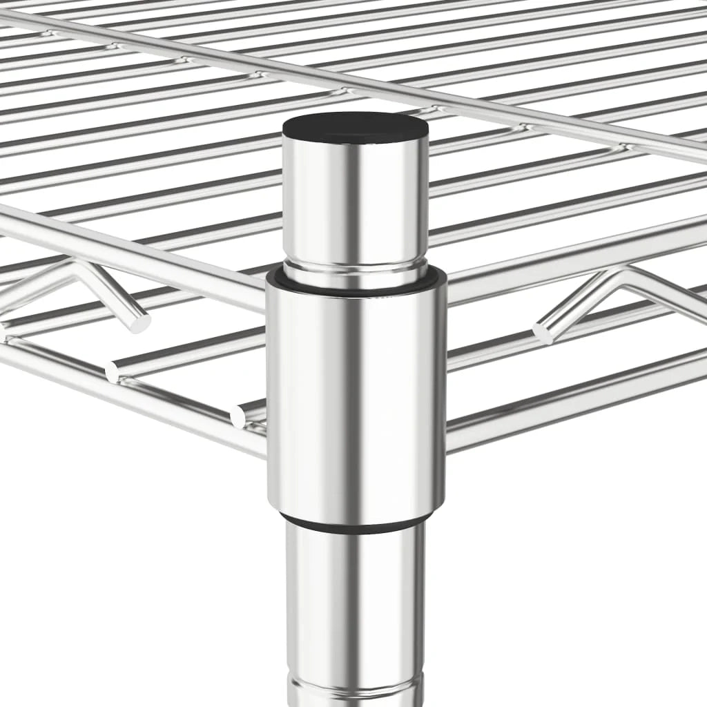 Scaffale portaoggetti a 5 ripiani con ruote 75 x 35 x 155 cm cromato 250 kg argento 02_0045701