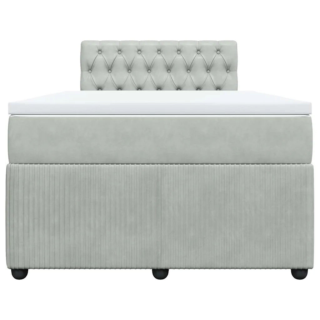Giroletto a Molle con Materasso Grigio Chiaro 120x200cm Velluto