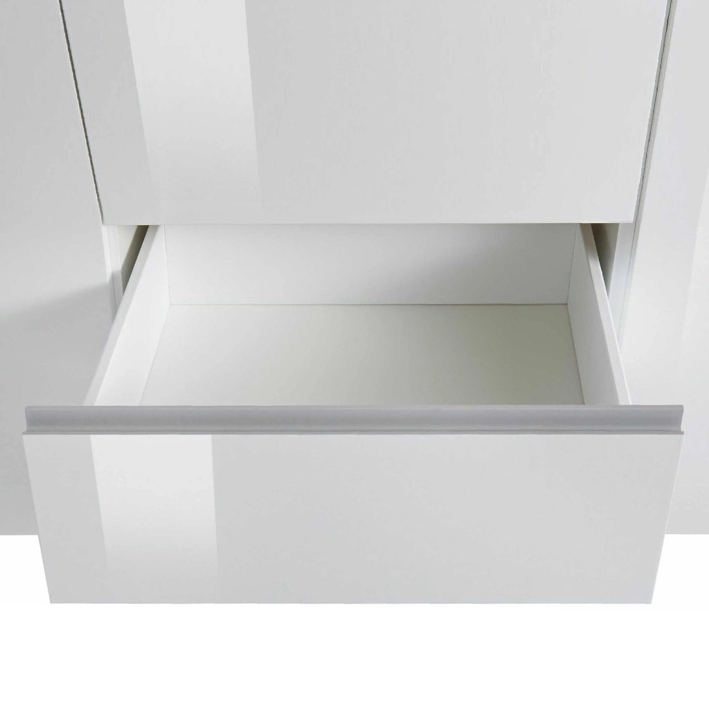 WHOUS Credenza a cassettiera Magic 2 ante e 4 cassetti bianco lucido 120x40x105 cm