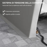 Tendone per Auto e Feste con 2 Finestre Laterali, in Acciaio Zincato e PE, 618x265/330x240 cm, Grigio Chiaro