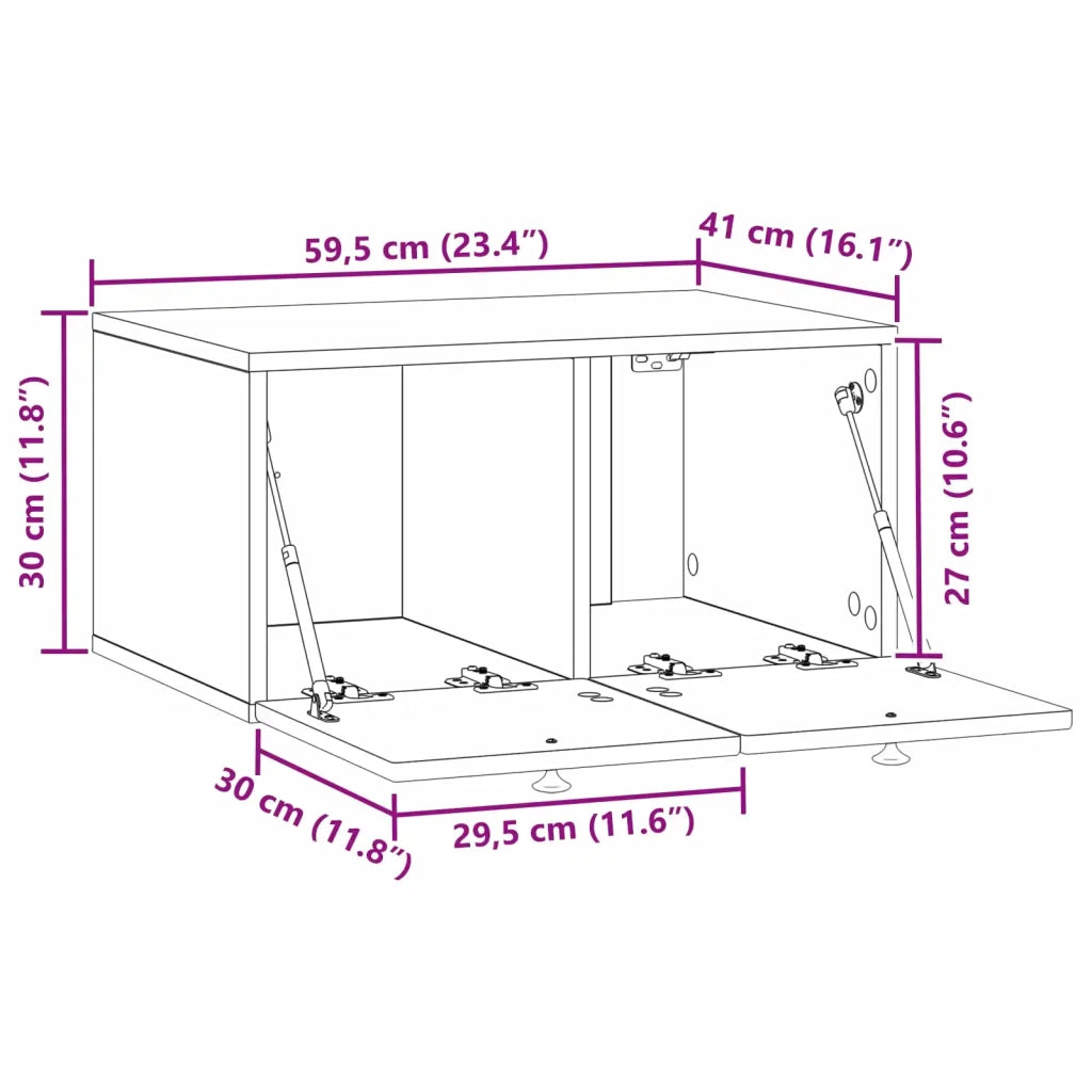 Mobile Porta TV da Muro Bianco 59,5 x 41 x 30 cm 897995