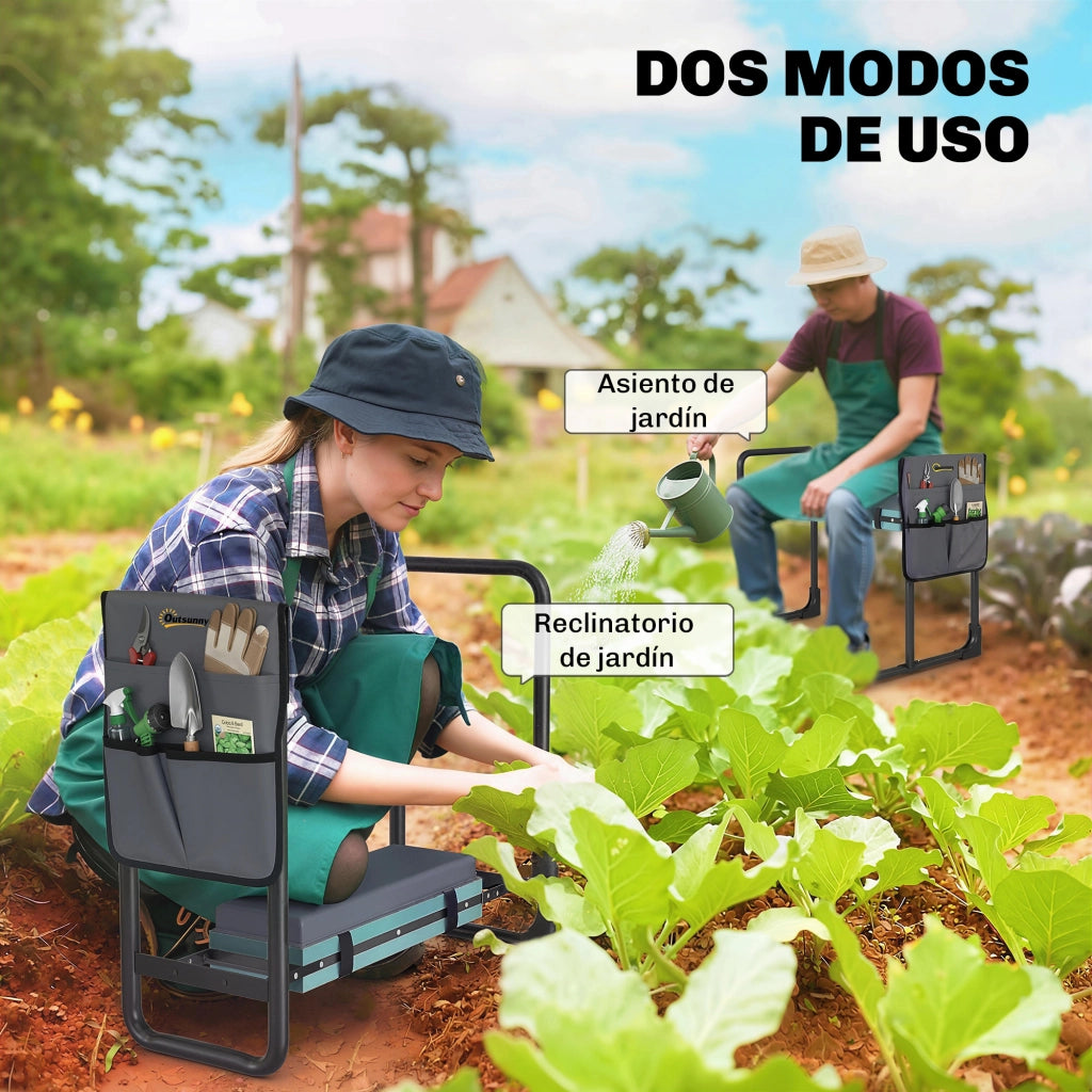 Sgabello da Giardino Pieghevole con Cuscino ¨C Zephmum ¨C Grigio Scuro