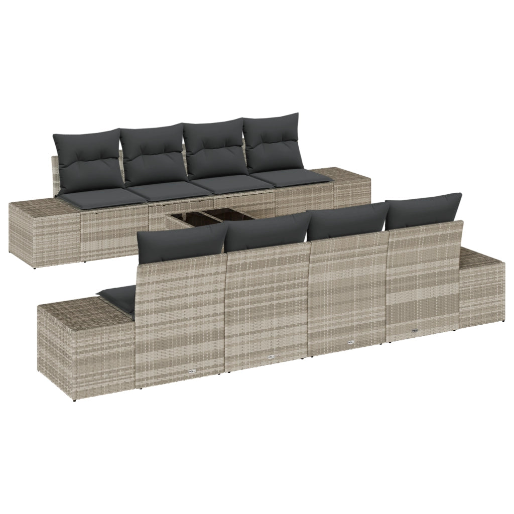 Set di SofÃ  da Giardino con Cuscini Grigio Chiaro in Polyrattan