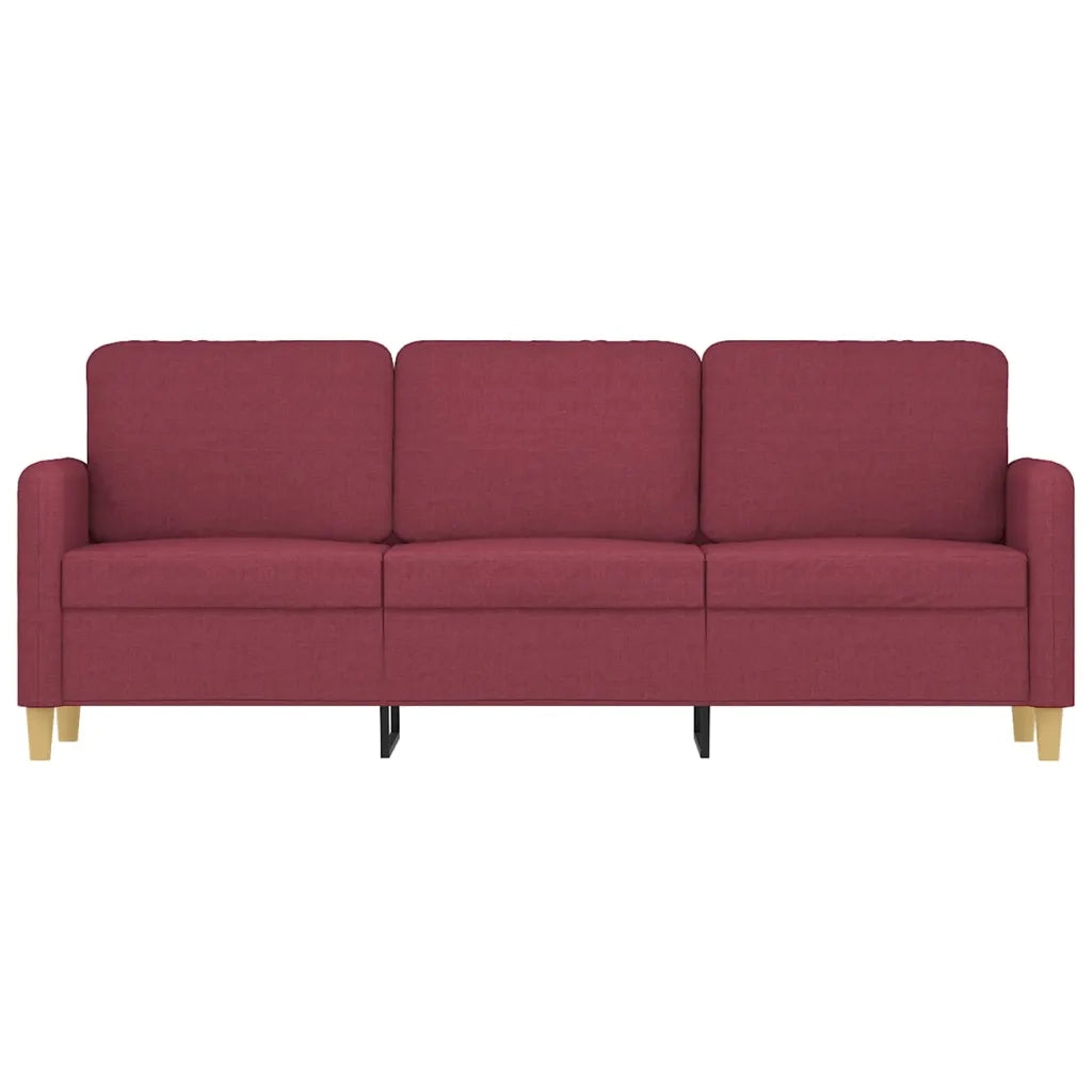 Divano a 3 Posti Rosso Vino 180 cm in Tessuto 359492