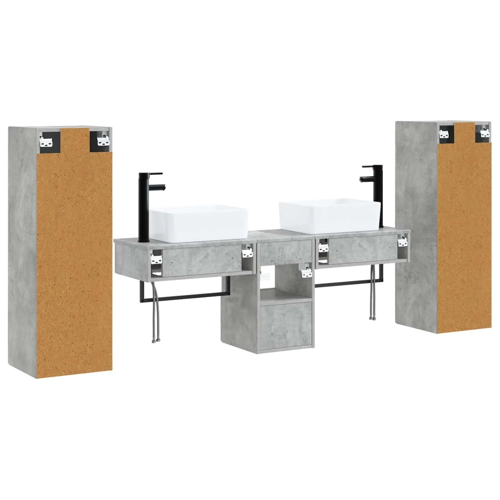 Set di mobili per il bagno 5 pz Grigio Cemento 3405976