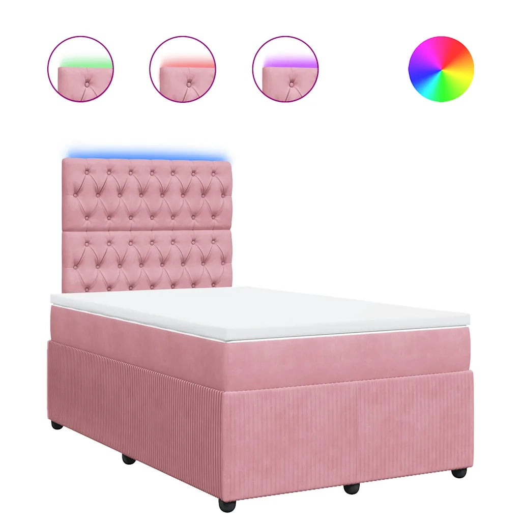 Giroletto a Molle con Materasso Rosa 120x190 cm in Velluto