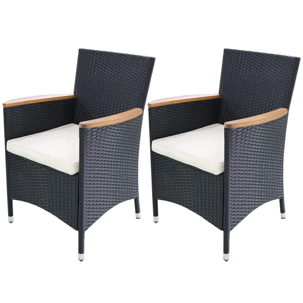 Sedie da Giardino 2 pz con Cuscini in Polyrattan Nere cod mxl 15743