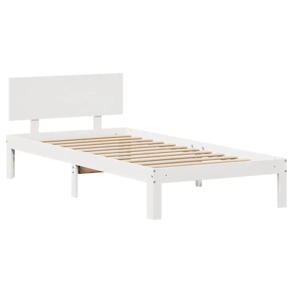 Giroletto con Cassetti Bianco 100x200 cm Legno Massello di Pino