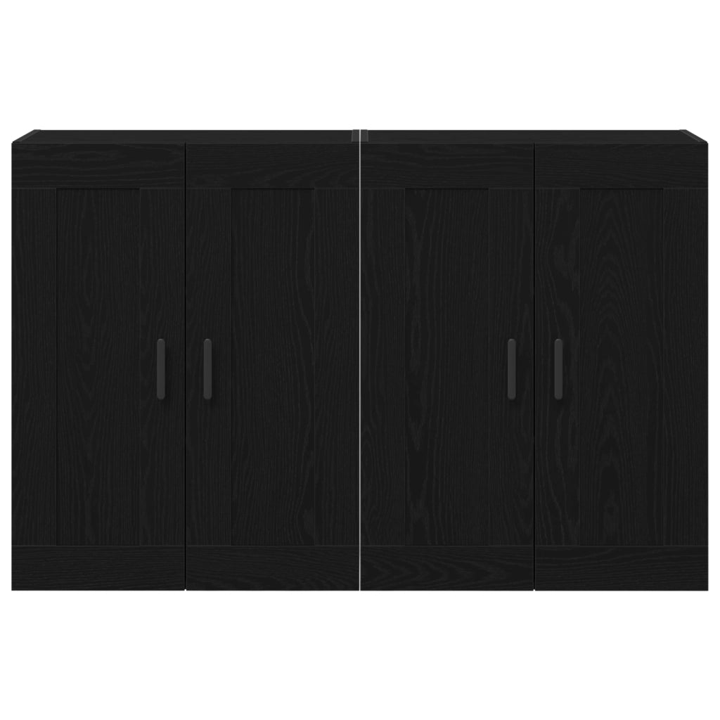 Cabinet a muro 2 pz Rovere nero Legno ingegnerizzato