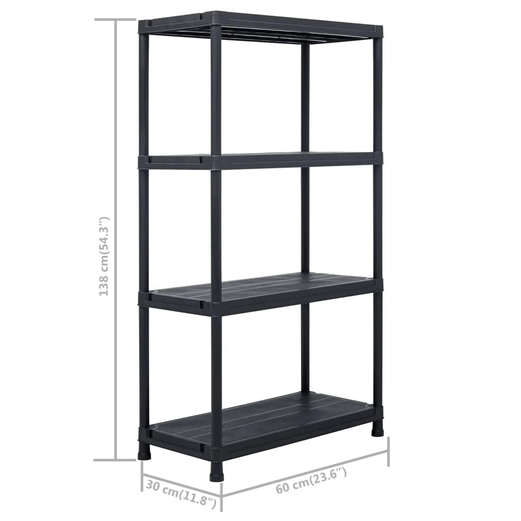 Ripiani portaoggetti 2 pezzi 60 x 30 x 138 cm plastica nera 02_0000670