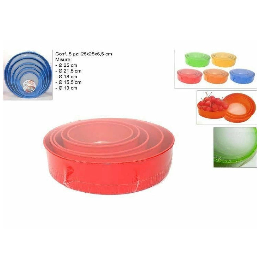 Trade Shop - Set 5 Pz Colini Setacci Colorati Assortiti Cucina Passino Rotondi Da 13 A 25 Cm -