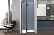 Box doccia 80 cm anta singola ad UN BATTENTE per nicchia H200 cm cristallo anticalcare trasparente 6mm profilo NERO OPAC
