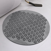 Mat di sicurezza antiscivolo per doccia 55 cm - Piastra di doccia rotonda con maniglie e fessure di scarico - Lavabile in lavastoviglie e BPA-free - Grigio