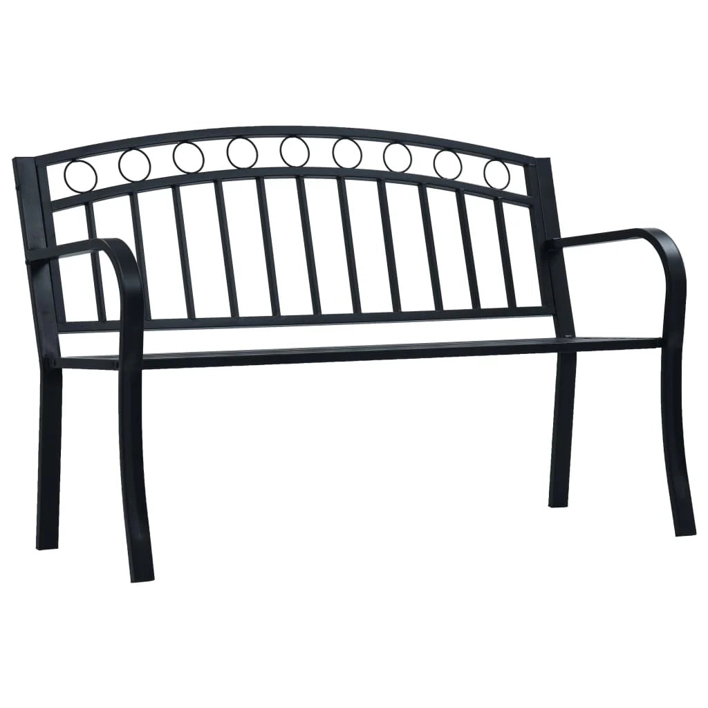 Panca da giardino arredo da esterno terrazza 125 cm acciaio nero 02_0011232