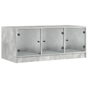 Tavolino salotto | Tavolino da caff¨¨ | Tavolino da Soggiorno con Ante in Vetro Grigio Cemento 102x50x42 cm