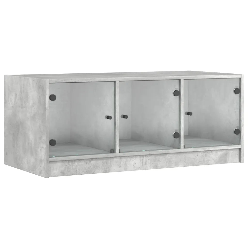 Tavolino salotto | Tavolino da caff¨¨ | Tavolino da Soggiorno con Ante in Vetro Grigio Cemento 102x50x42 cm