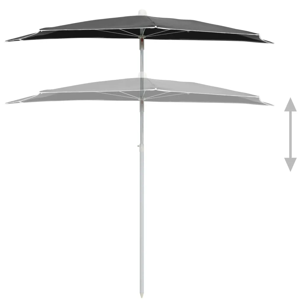 Ombrellone Semicircolare con Palo 180x90 cm Antracite 315561