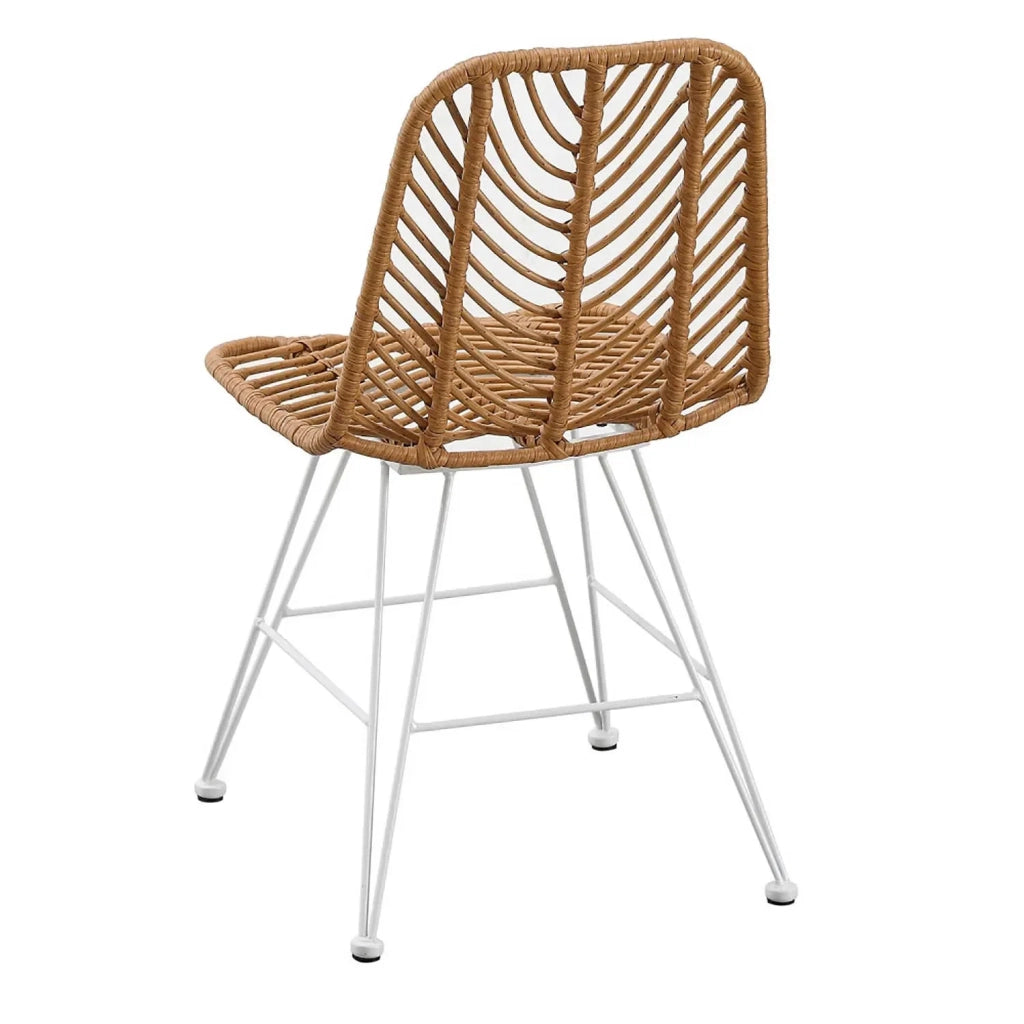 LÚZETE - SEDIA DA GIARDINO IN RATTAN SINTETICO GAMBE BIANCHE VOLCANO