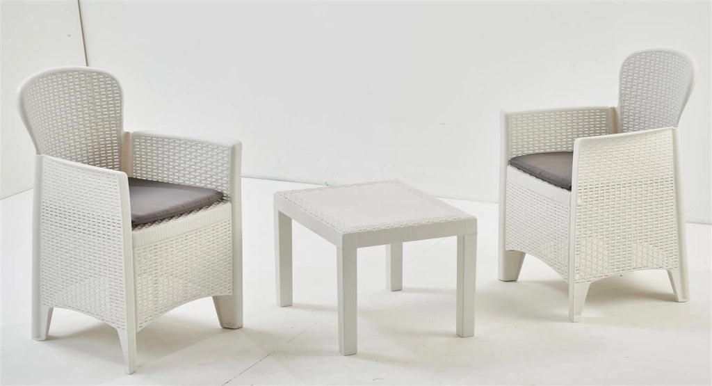 MAURY'S AKITA SALOTTO DA GIARDINO CON CUSCINI 3 PZ BIANCO