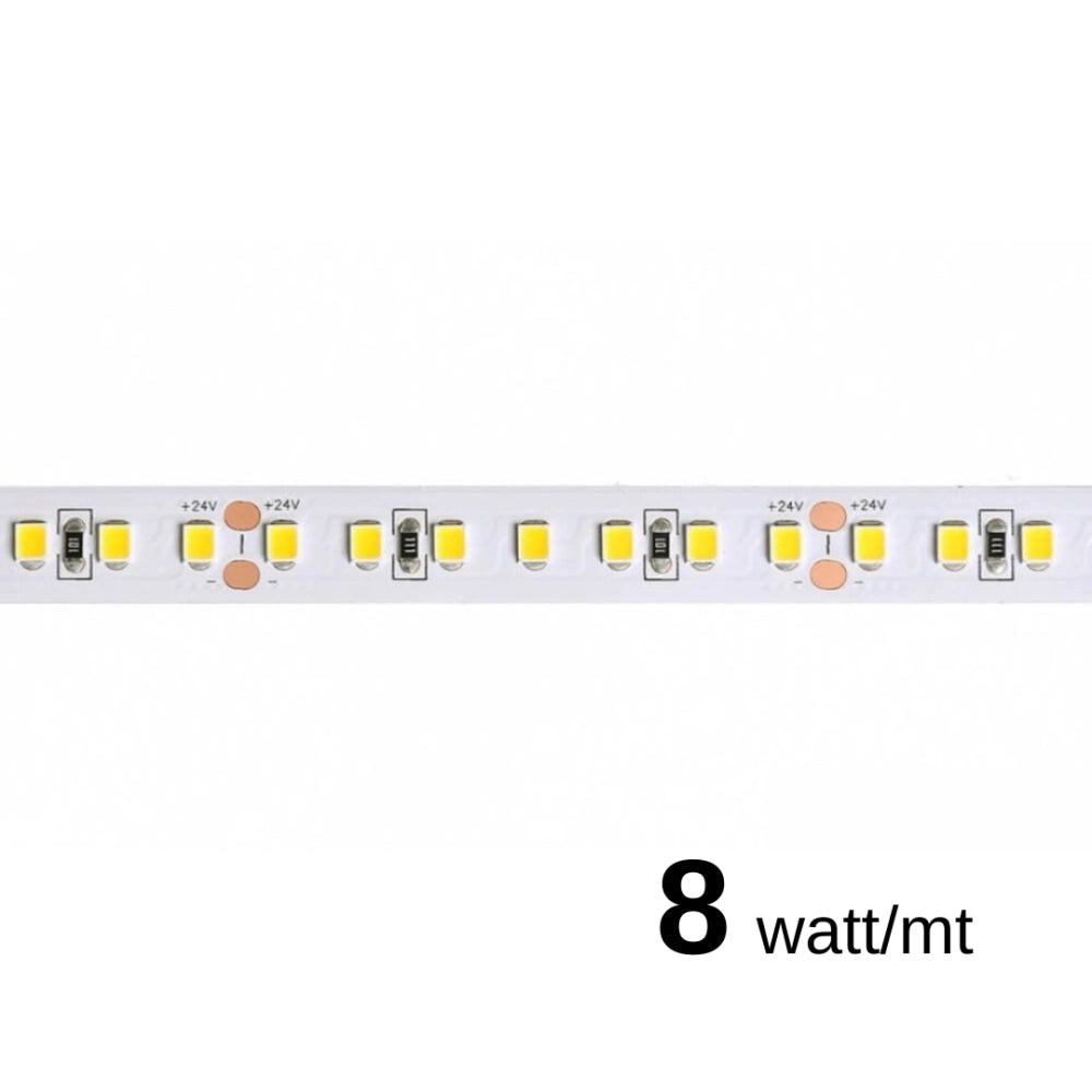 Striscia a led da 8W/MT 24V 1093 lm/mt 4000K - Bobina da 5 metri IP20