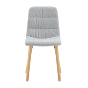 Sedia da pranzo in tessuto set da 2 con schienale ergonomico e gambe in rovere massello grigio chiaro