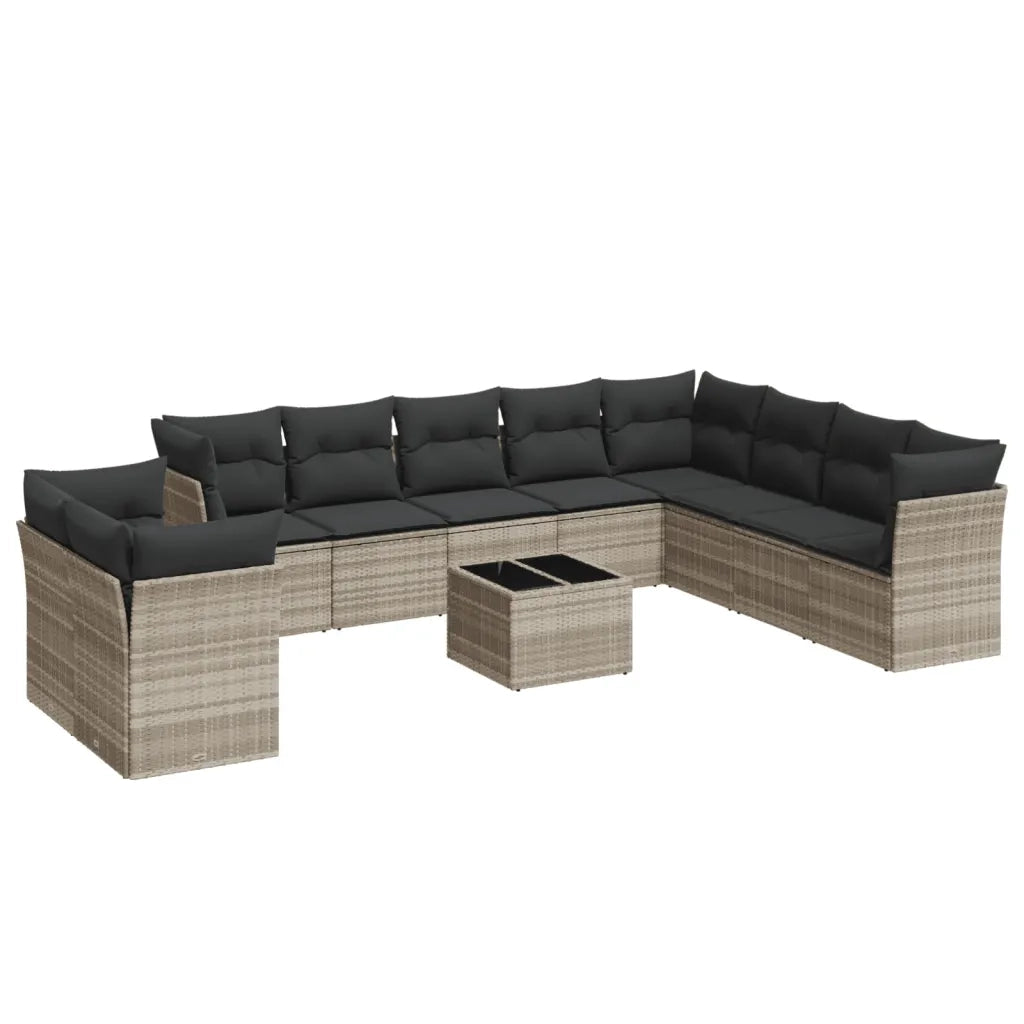 Set Divani da Giardino 11 pz con Cuscini in Polyrattan Grigio 3249711