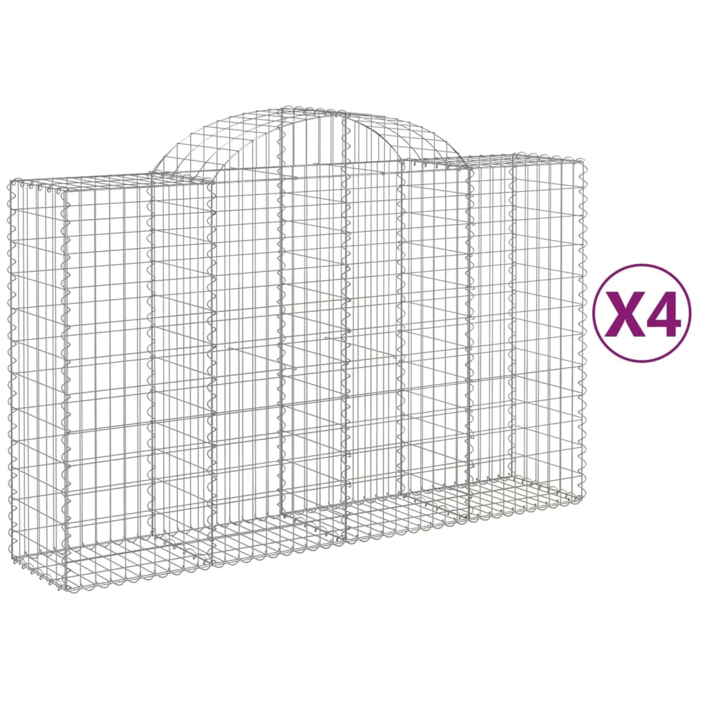 Set di 4 gabbioni ad arco per recinzione gabbia o muro di contenimento 200 x 50 x 120/140 cm ferro zincato argento 02_0041439