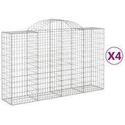 Set di 4 gabbioni ad arco per recinzione gabbia o muro di contenimento 200 x 50 x 120/140 cm ferro zincato argento 02_0041439