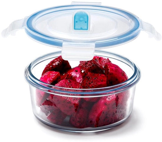 Contenitore in vetro 0,45L con coperchio, contenitori di cibo rotondi con coperchio, piccole scatole da pasto