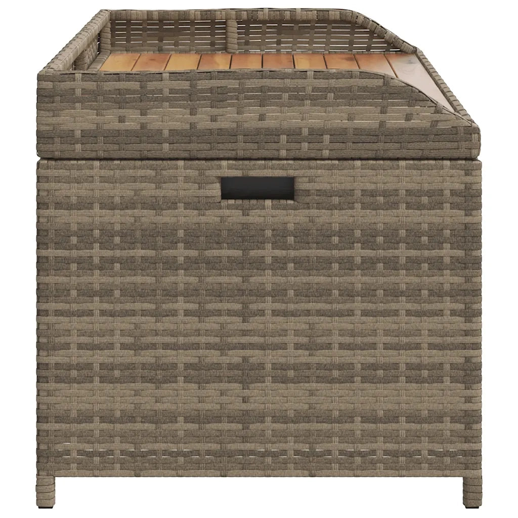 Panca Portaoggetti Giardino Grigia 100x50x52 Polyrattan Acacia 365950