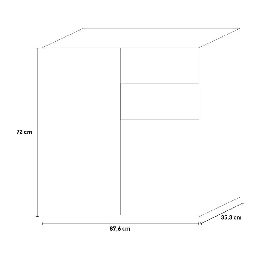 Armadietto Multiuso 3 Ante 2 Cassetti 87,6x35,3x72 cm in Truciolare Nobilitato Cemento