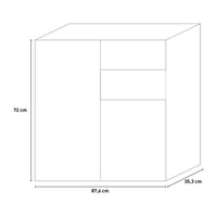Armadietto Multiuso 3 Ante 2 Cassetti 87,6x35,3x72 cm in Truciolare Nobilitato Cemento