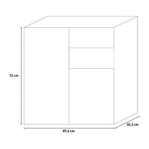 Armadietto Multiuso 3 Ante 2 Cassetti 87,6x35,3x72 cm in Truciolare Nobilitato Cemento