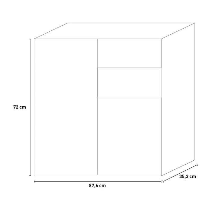 Armadietto Multiuso 3 Ante 2 Cassetti 87,6x35,3x72 cm in Truciolare Nobilitato Cemento