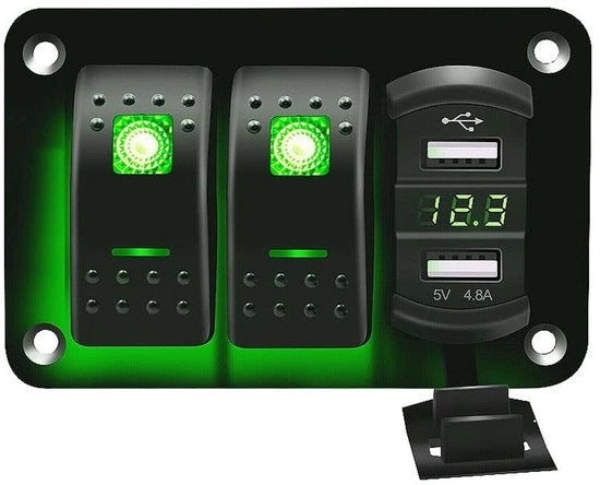 Pannello di controllo durevole per veicoli - Dual USB - Adatto per veicoli 12V/24V - Compacto per auto, RV, camion e pickup - Dual ingresso USB - Nero