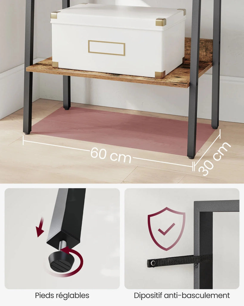 Libreria a 5 ripiani 30 x 60 x 170 cm mobile contenitore indipendente per soggiorno camera da letto cucina struttura in acciaio facile da montare stile industriale marrone rustico e nero 12_0005743