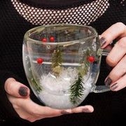 Collezione di Natale alberi di pino - Tazza a doppia parete per la pausa invernale - Ufficio e caffetteria - Utilizzo domestico .