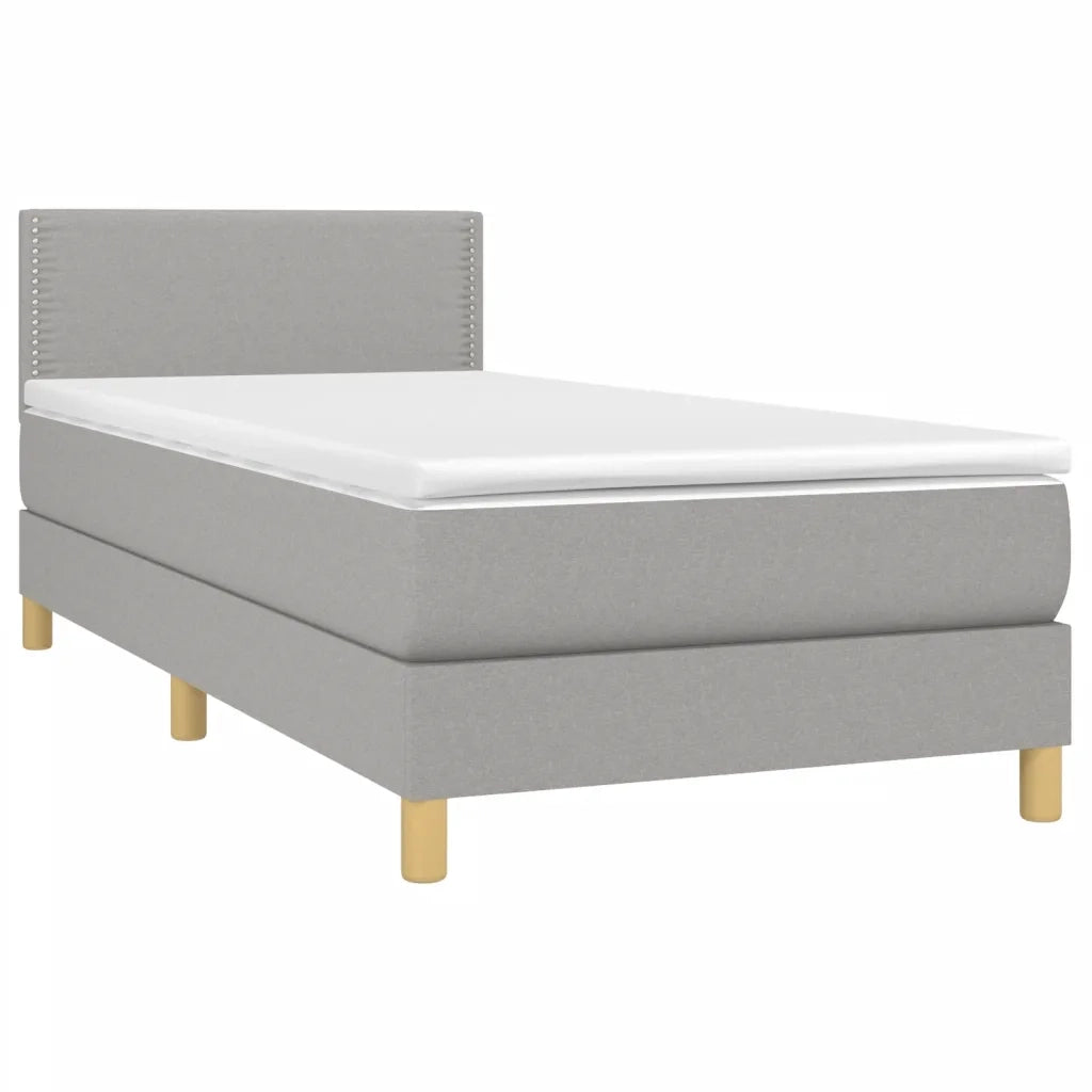 Letto a Molle Materasso e LED Grigio Chiaro 100x200 cm Tessuto 3133613