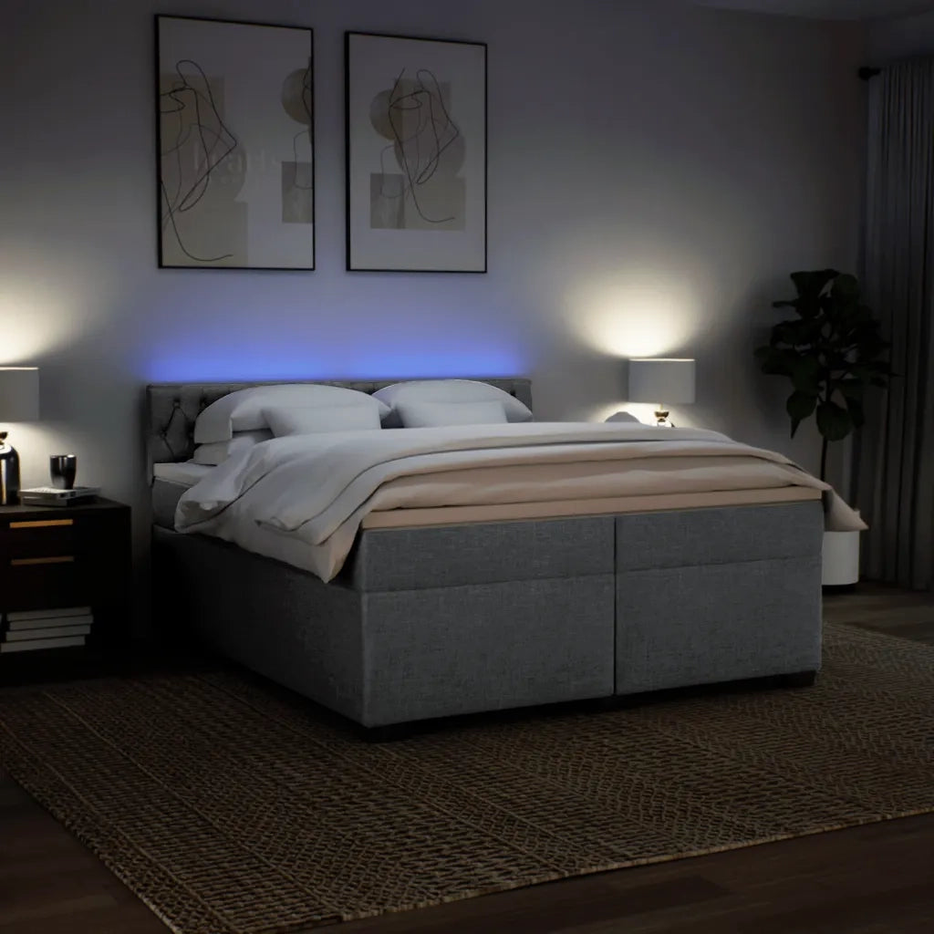 Giroletto a Molle con Materasso Grigio Chiaro 200x200cm Tessuto 3288302
